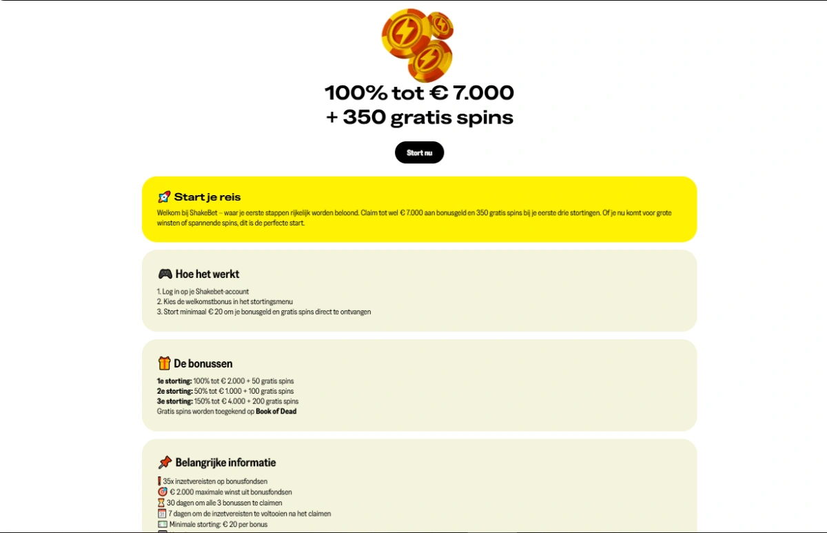 shakebet casino welcome bonus