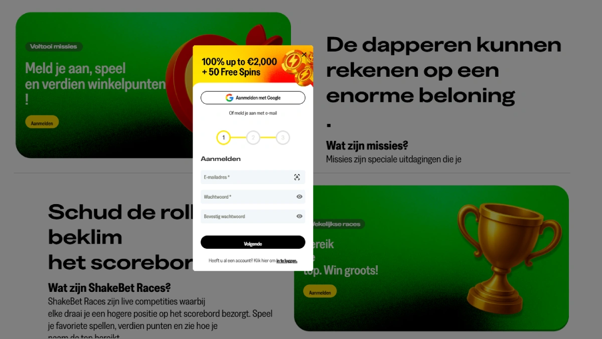 shakebet casino register